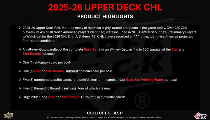 2025-26 Upper Deck CHL Hockey Hobby Box